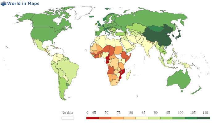 Countries by IQ & Average IQ by Country 